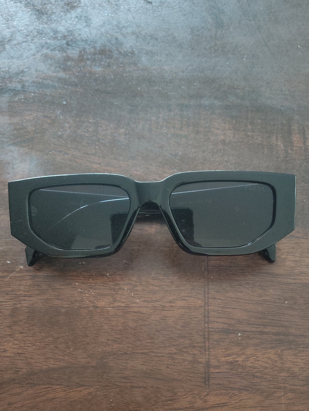 Prada Black Rectangular Thick-Frame Sunglasses